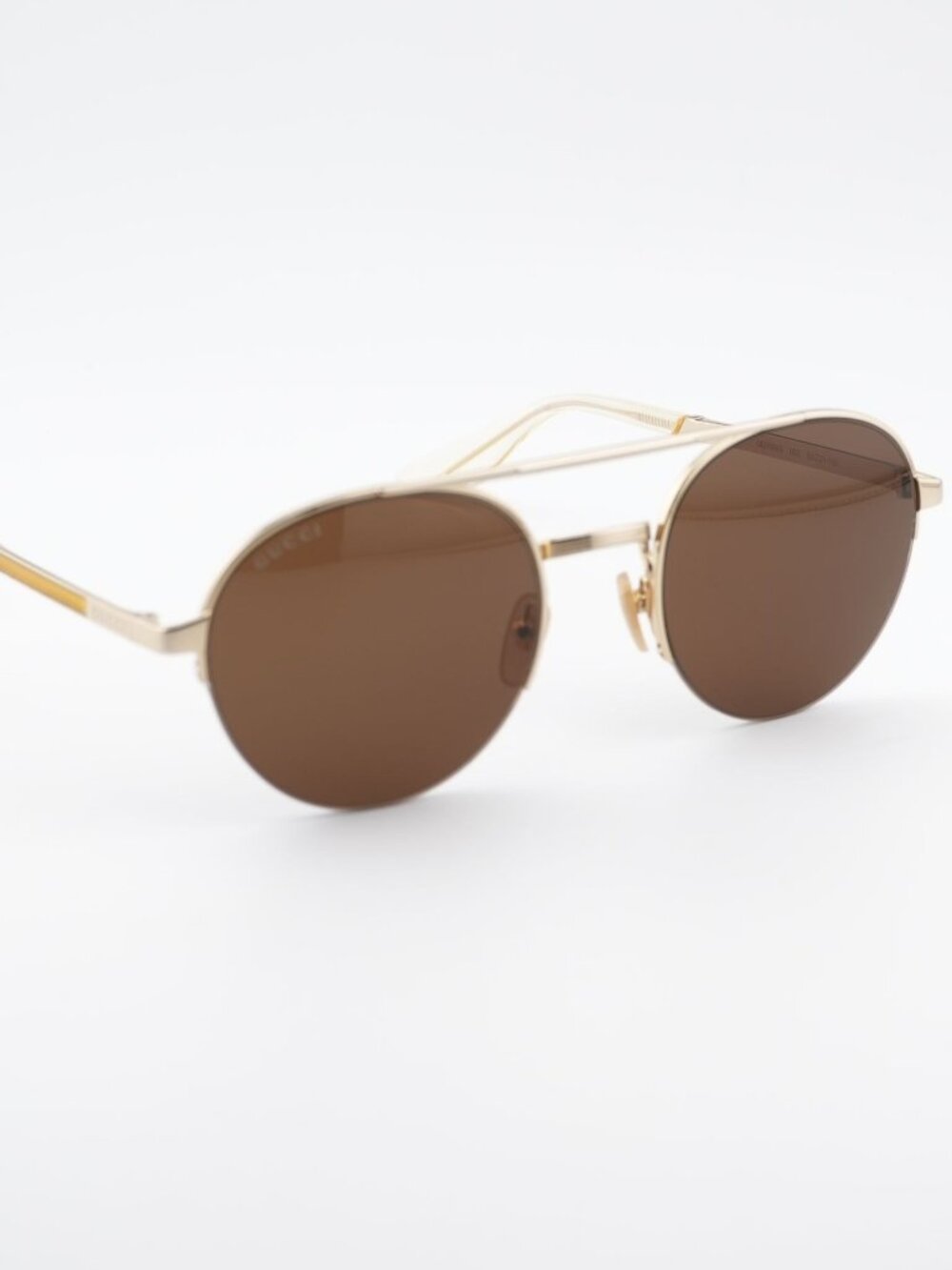 Gucci GG0984S 002 Unisex Sunglasses Gold Round Frame, Brown Lenses